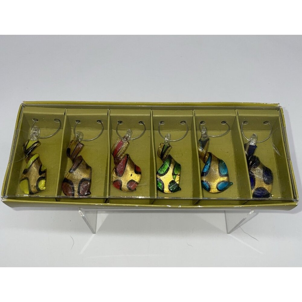 Pier 1 Dichroic Glass Stemware Colorful Charms For Drinks